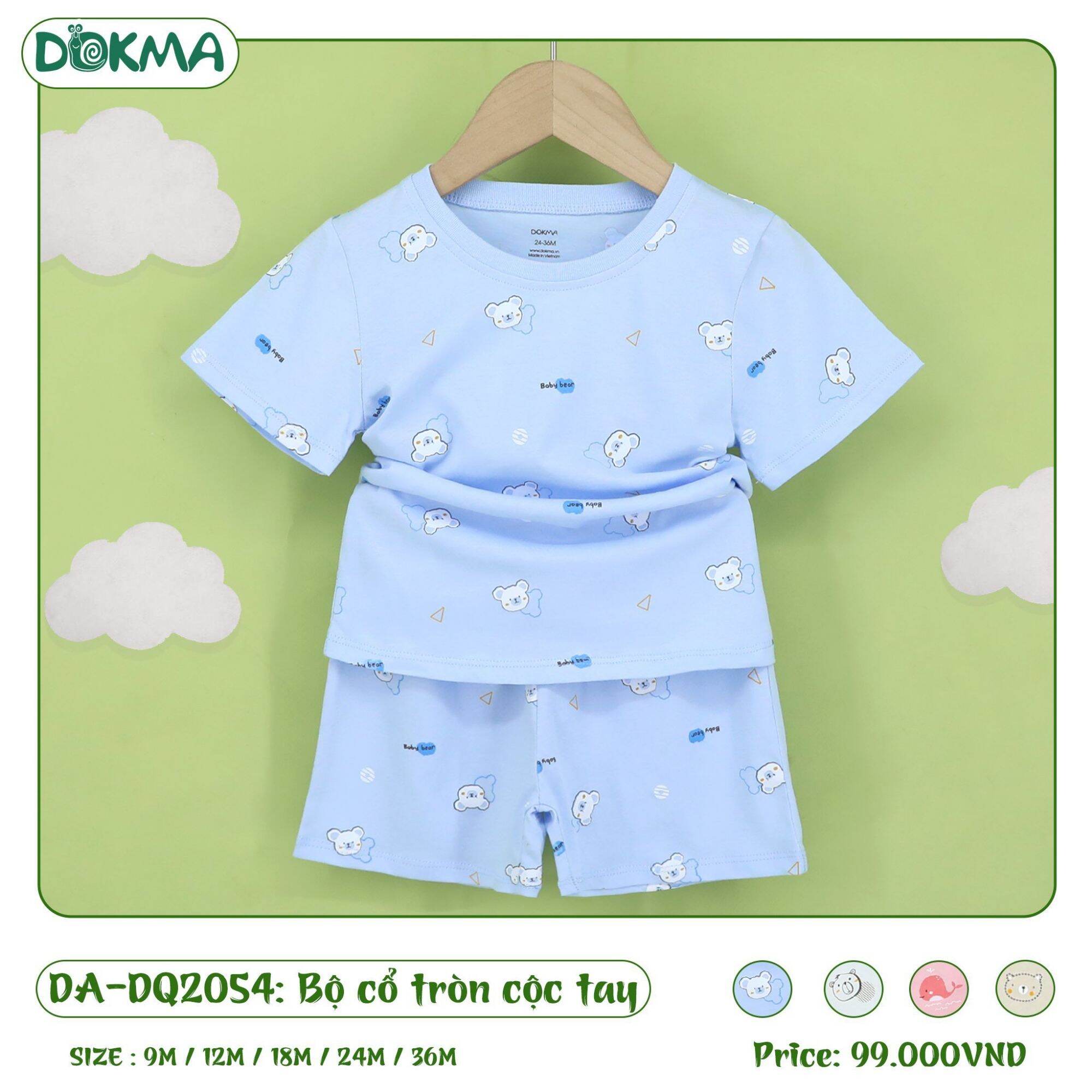 Bộ cộc tay cài vai Dokma bé trai, bé gái 6-24M