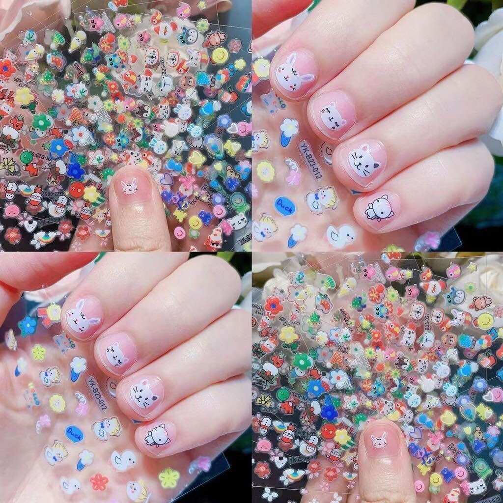 Set 10 vỉ sticker dán móng dễ thương cho bé, sticker dán trang trí móng