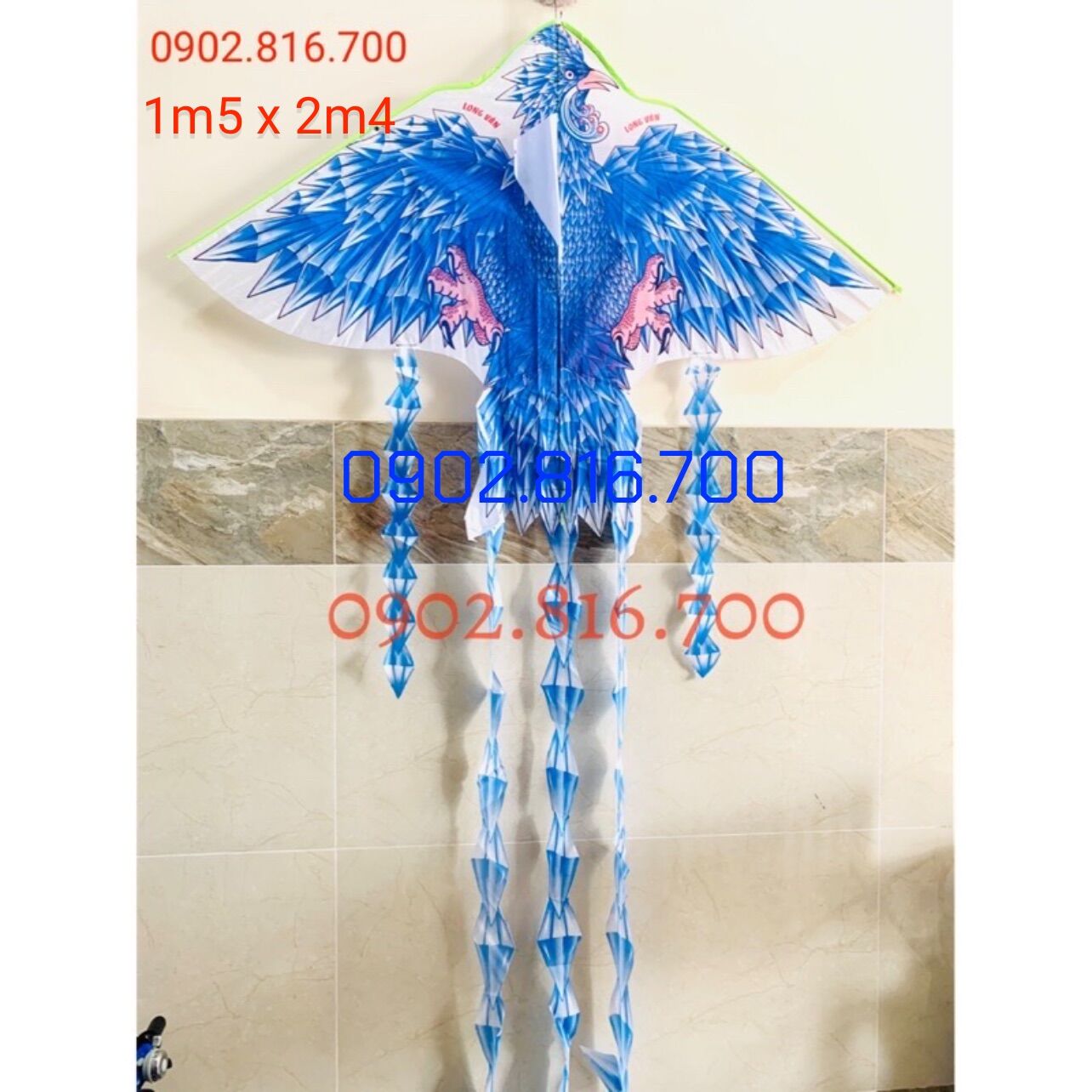 DIỀU PHỤNG MÀU 5 đuôi lớn ngang 1m8 x dài 2m6 ( tặng kèm cuộn dây thả diều )