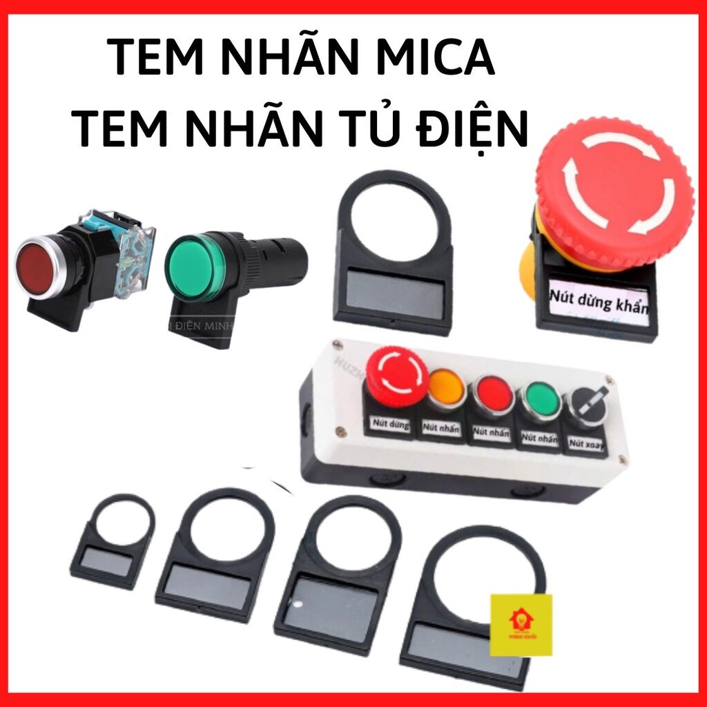 Tem, nhãn tủ điện mica nhựa 22mm giá rẻ
