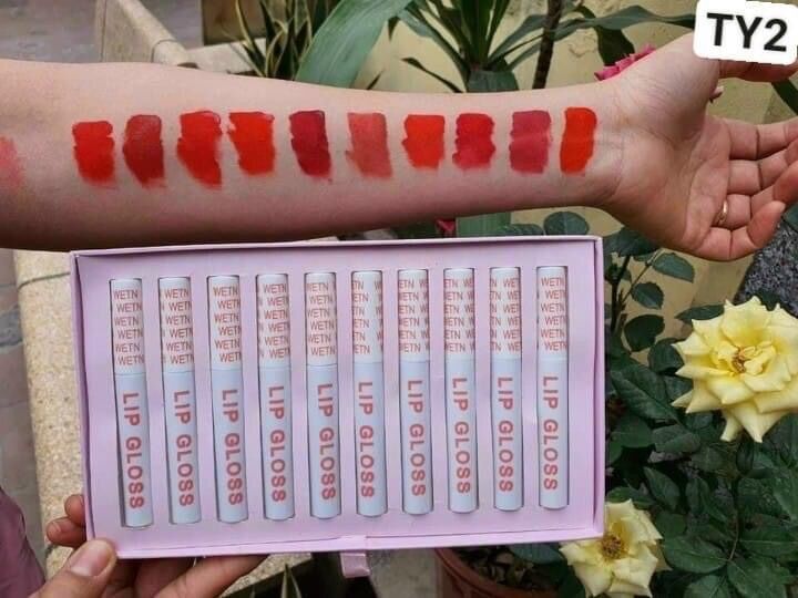 Set Son 10 Cây WETN LIP GLOSS Siêu Bền Màu Lâu Trôi Nhẹ Môi Chuẩn Nội Địa
