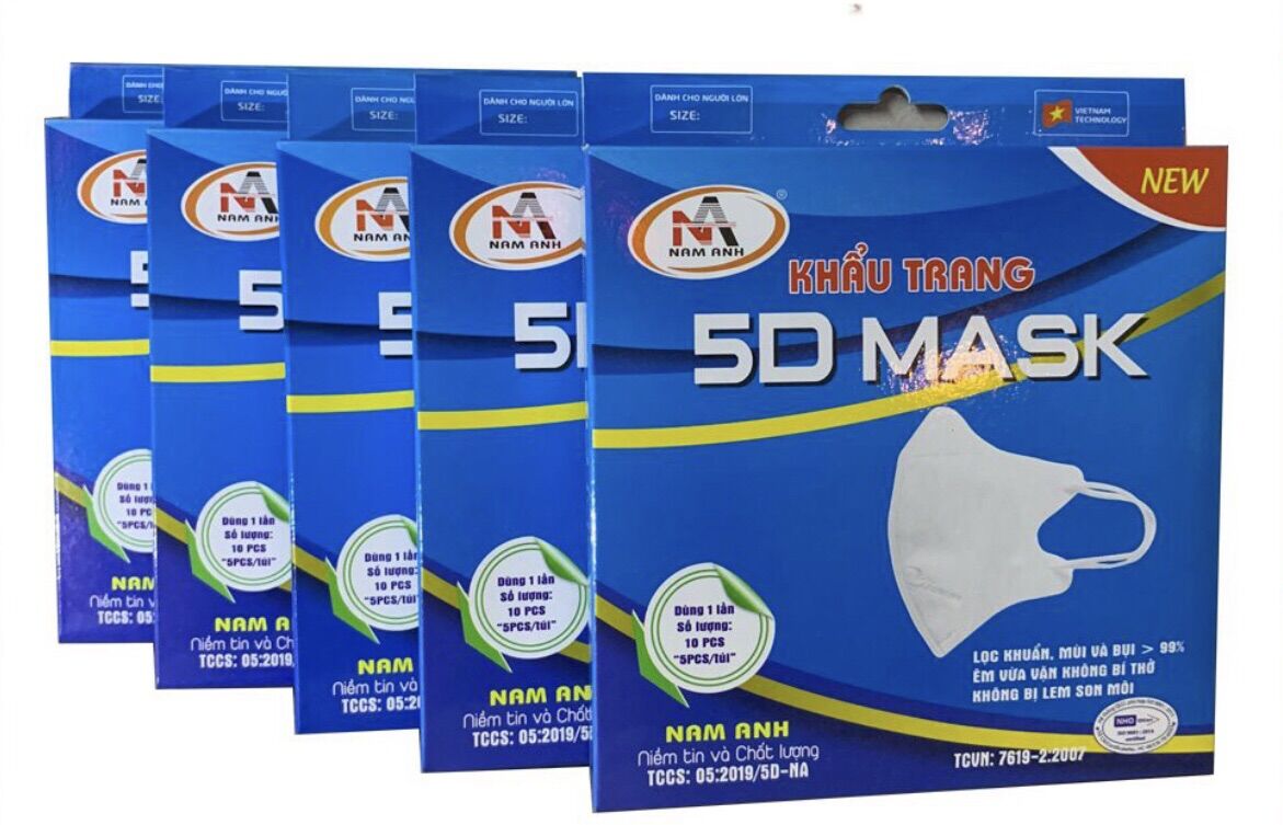 5 hộp khẩu trang 5d mask famapro nam anh