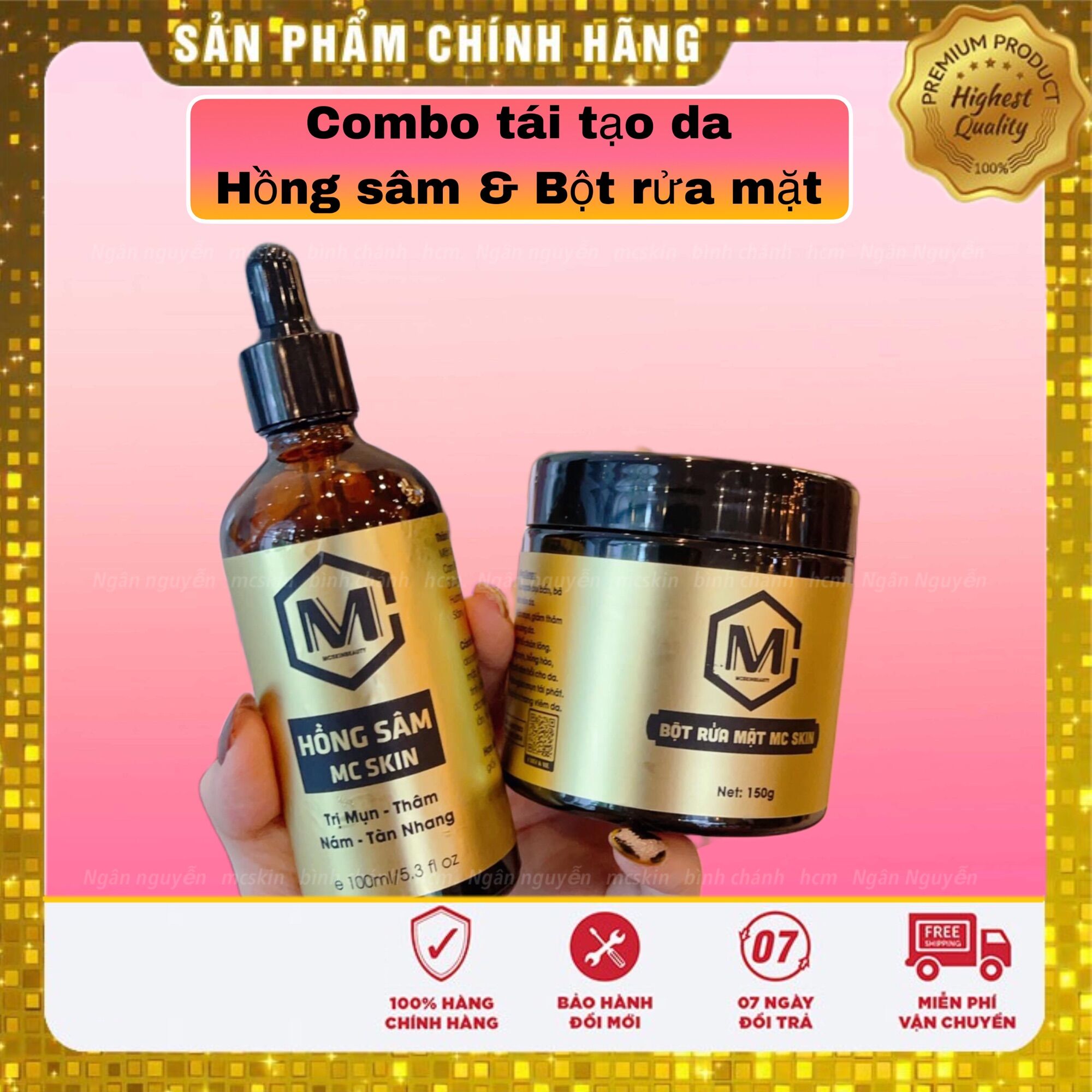 [HCM][FREESHIP]🍓 BỘ ĐÔI TÁI TẠO DA HỒNG SÂM VÀ BỘT RỬA MẶT Mcskin🍓tặng Mask