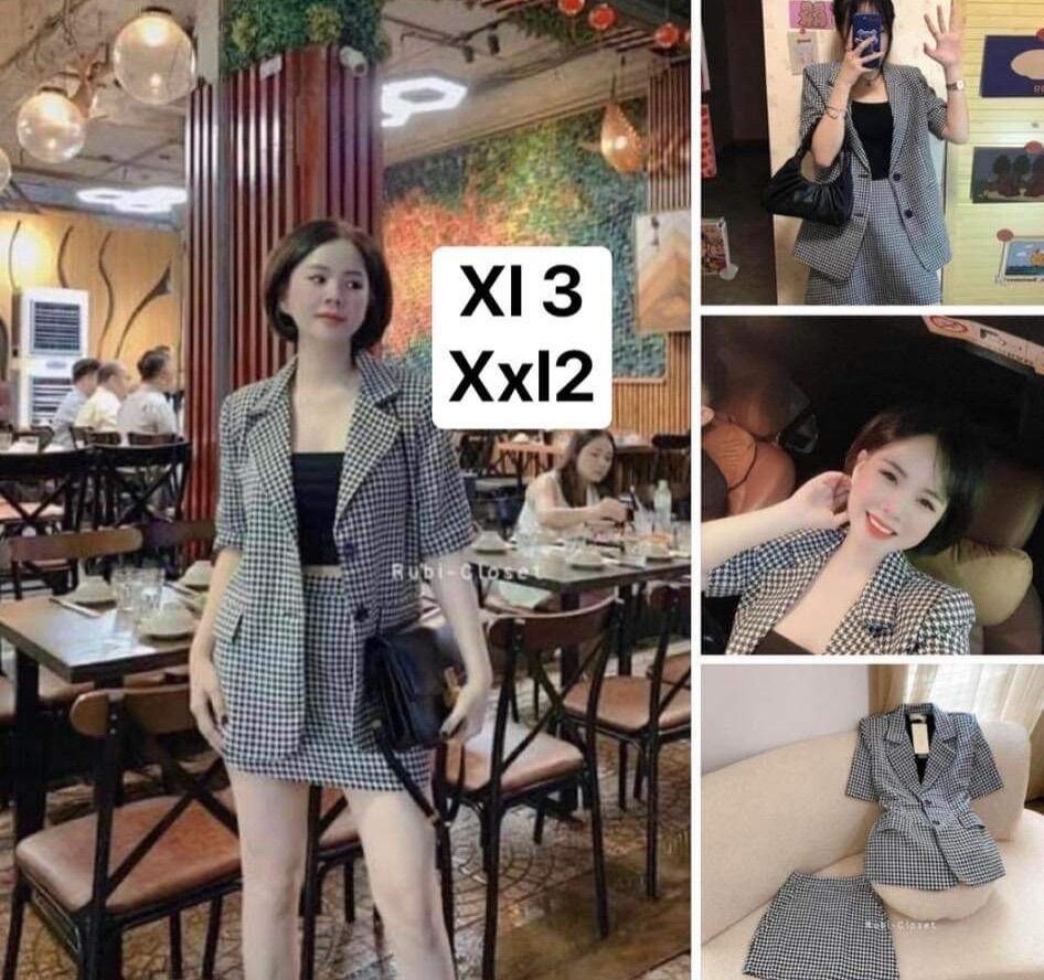 (SHOP BIGSIZE NỮ 50KG ĐẾN 90KG) set áo cổ vest, áo blazer nữ kèm chân váy