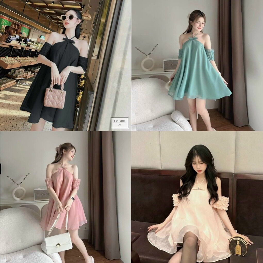 Đầm babydoll cổ yếm