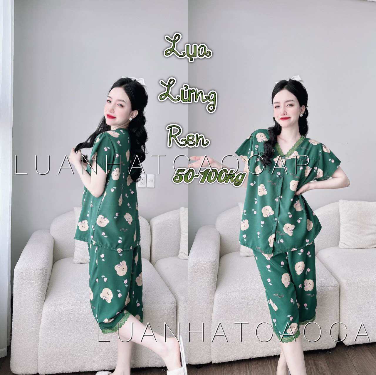 Đồ bộ Lửng bigsize lụa phối ren cao cấp 50-100kg Y