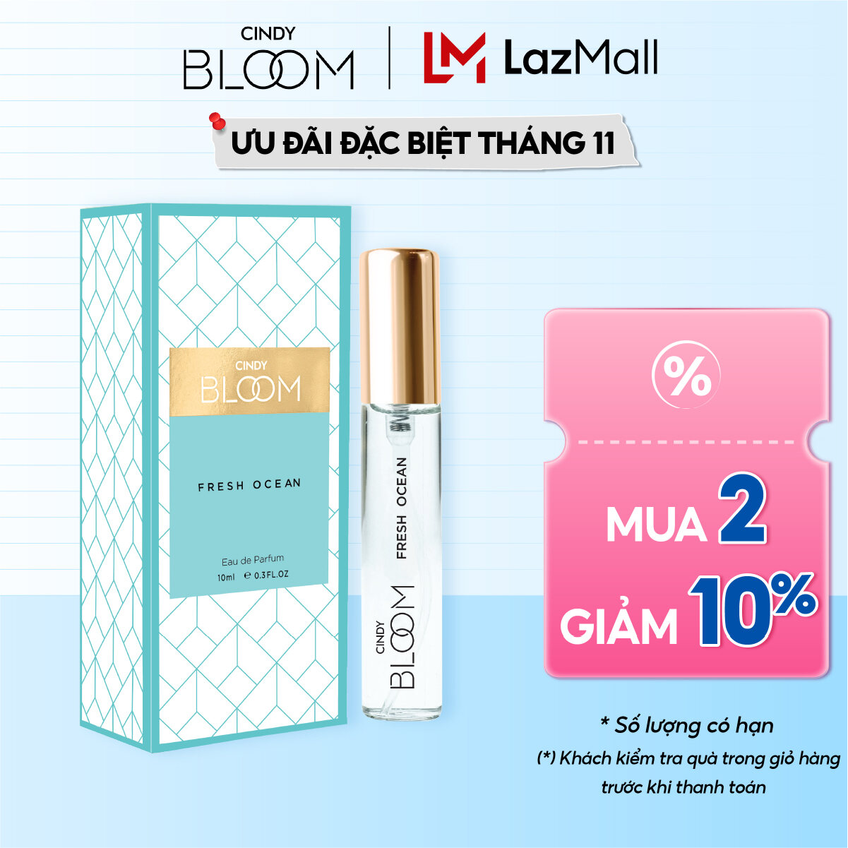 Nước Hoa Nữ Cindy Bloom Fresh Ocean Hương Năng Động Trẻ Trung 10ml