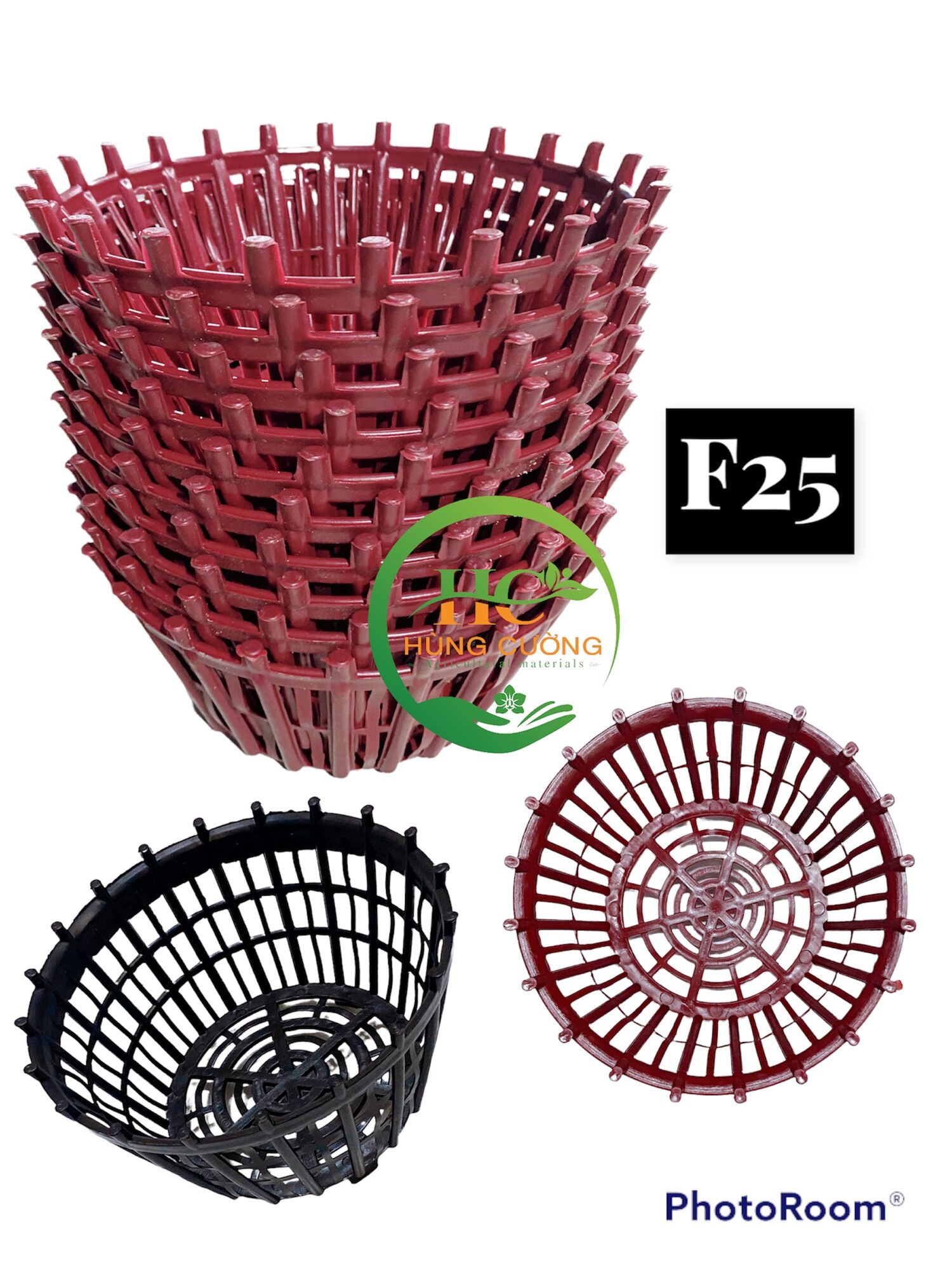 Combo 10 chậu nhựa trồng lan có nan phụ f25