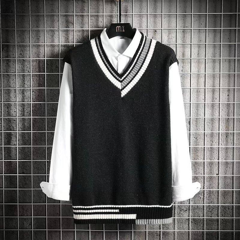 Áo Len Cardigan Không Tay Cổ Chữ V Màu Trơn Thời Trang Cho Nam Mùa Xuân Thu Đông Áo Vest Cặp Đôi Pho