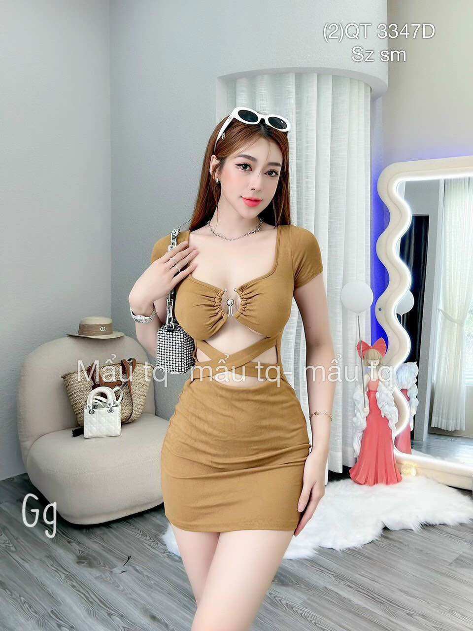 ĐẦM BODY TAY NGẮN KHOÉT EO SIÊU HOT