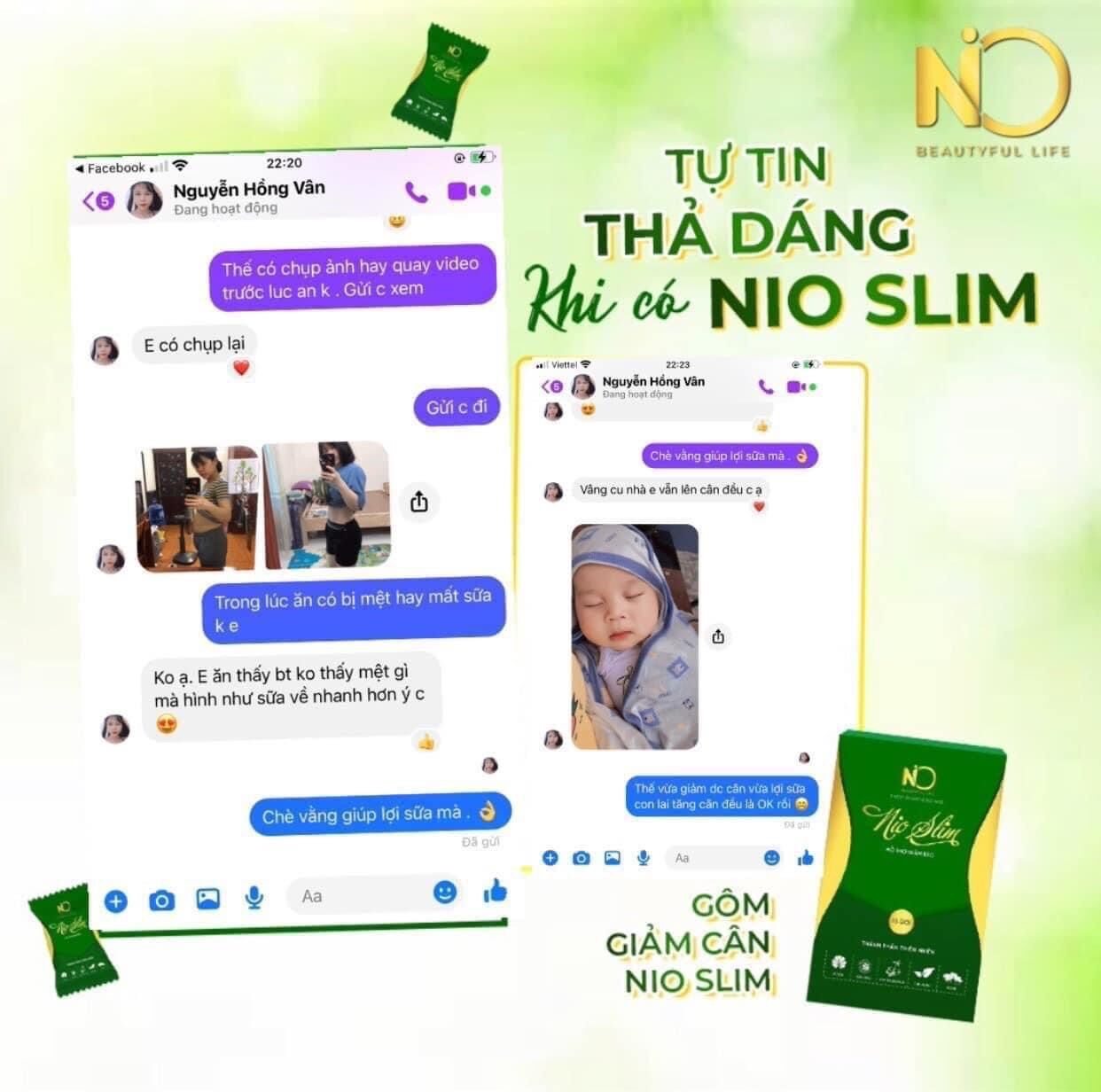 Kẹo Gôm Nio Slim ( Sỉ liệu trình 2 hộp) tặng detoc giảm mỡ bụng