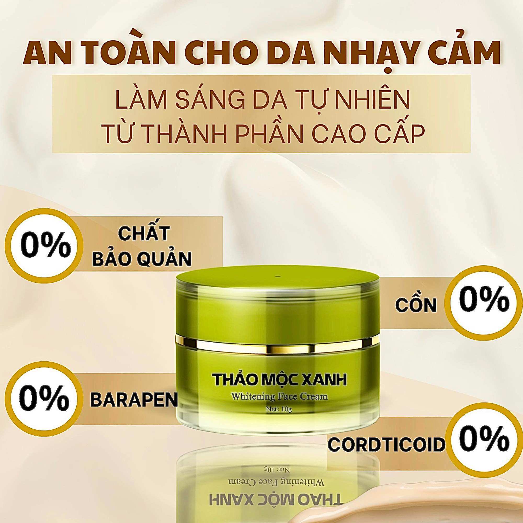 Kem Face Thảo Mộc Xanh 10g - Dưỡng Trắng Da (2 lọ)