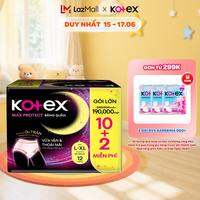 Combo 2/Combo 4/Combo 8/Băng Vệ Sinh Dạng Quần Kotex Ban Đêm Cỡ L/XL (10+2) Miếng/Gói