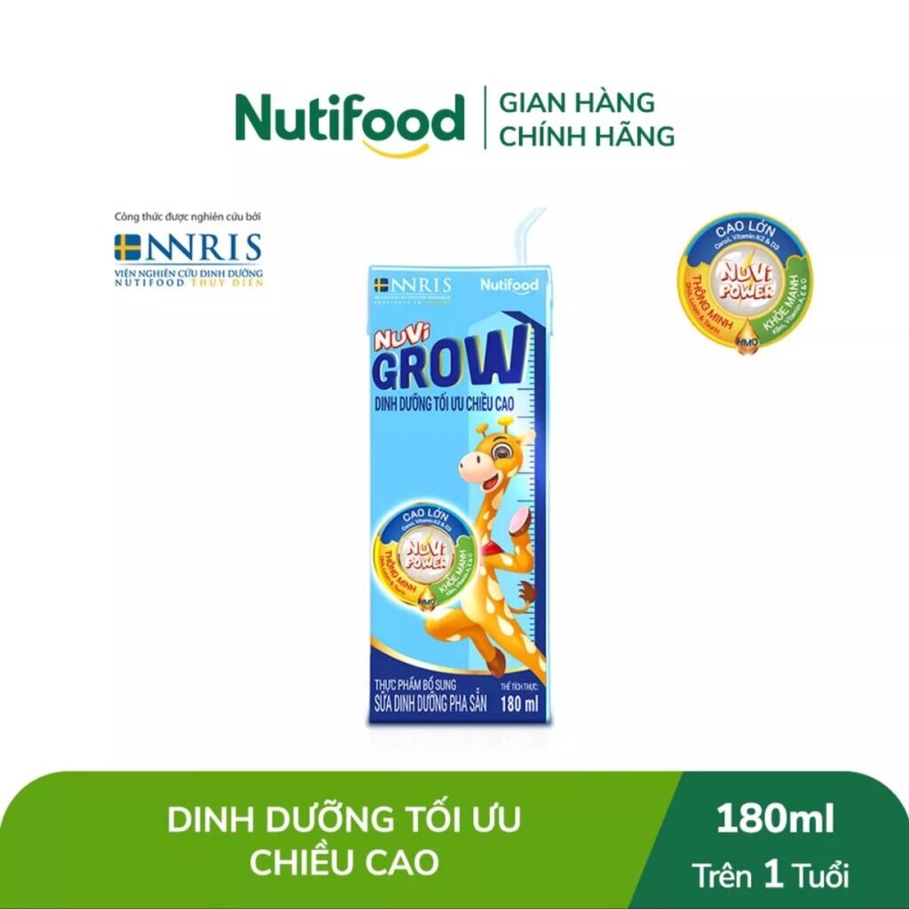 Thùng 48 hộp sữa pha sẵn nuvi grow 180ml