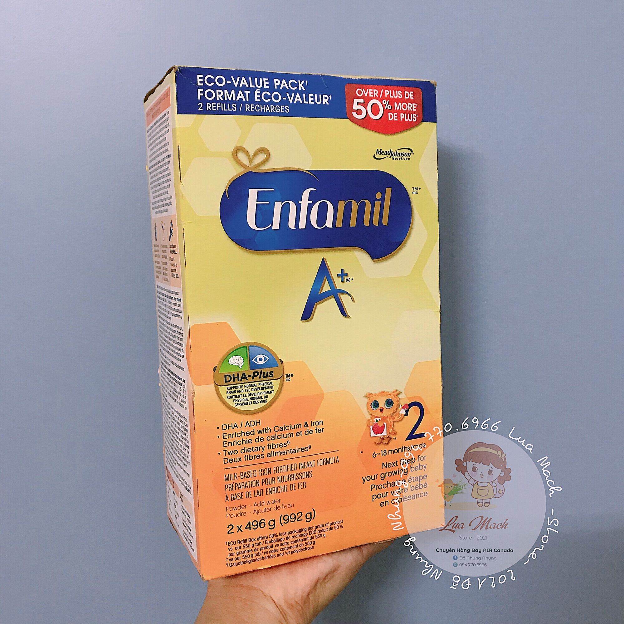 Sữa ENFAMIL A+ số 2 hộp giấy 992g Canada🇨🇦 (Hàng bay air 100%)