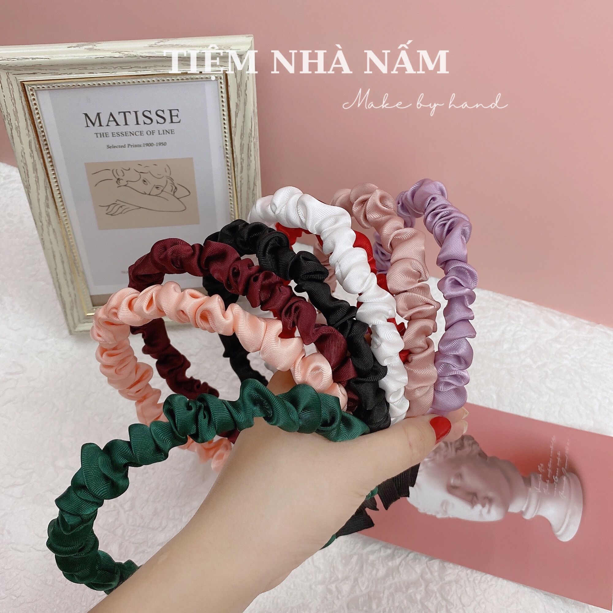 🎀 Cài, bờm tóc nhún satin bèo nhiều màu - [ Nhà Nấm handmade ]