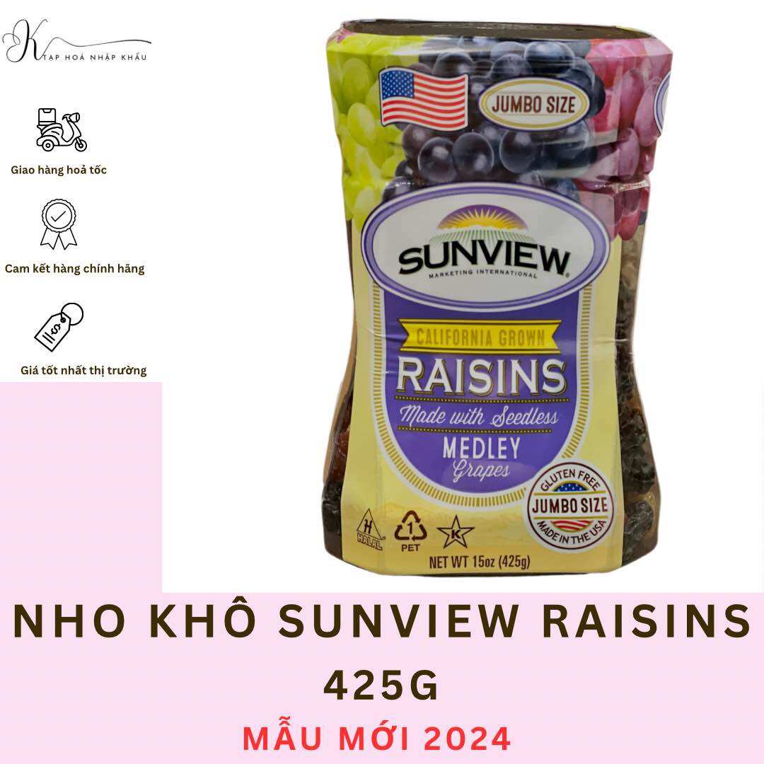 Nho khô sunview raisins hộp 425g nhập khẩu mỹ