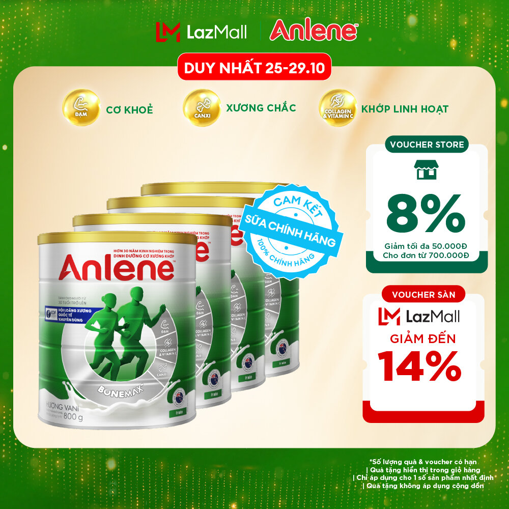[Voucher giảm đến 26%]Combo 4 Sữa Bột Anlene Hương Vani 800G