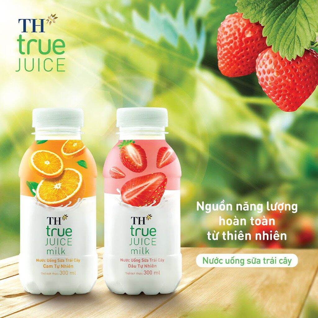 Nước Uống Sữa Trái Cây Dâu/Cam TH True Juice Milk Chai 300ml