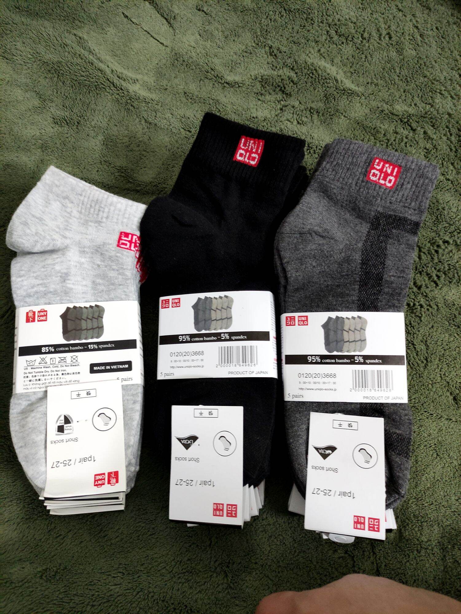 Lố 5 đôi vớ cổ cao uniqlo hàng xuất nhật tất màu trơn nam nữ unisex