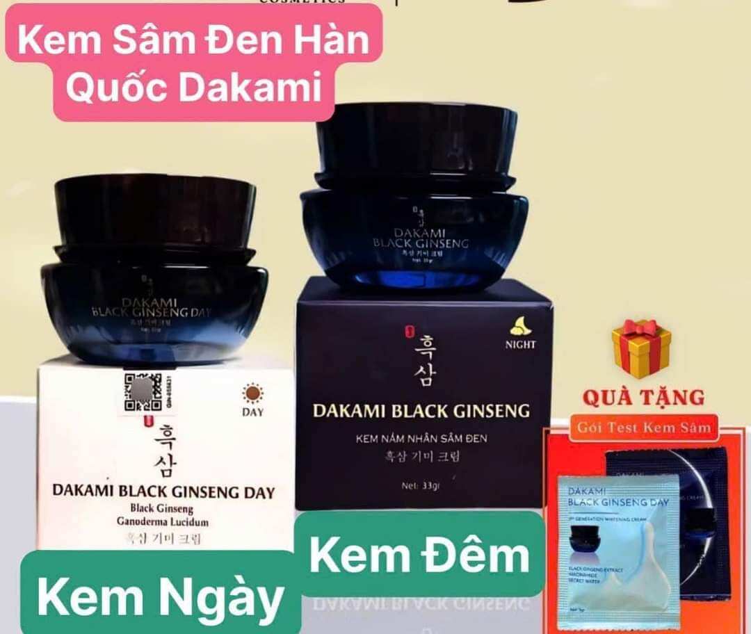 Kem Nám Sâm Đen Dakami ( combo ngày đêm tặng kèm sét kem mini)