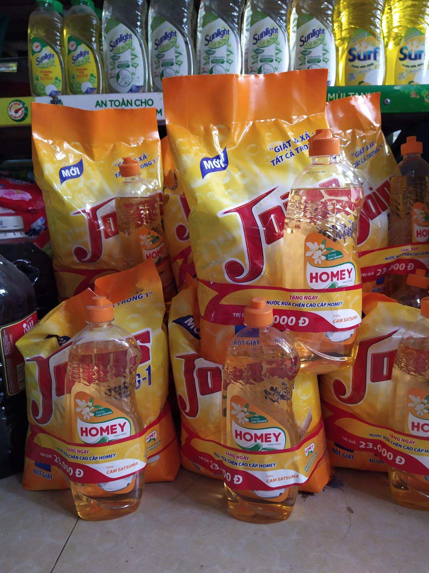 Bột giặt Joins 2 trong 1 mới ( giặt và xả) 3kg tặng kèm nước rửa chén 750ml