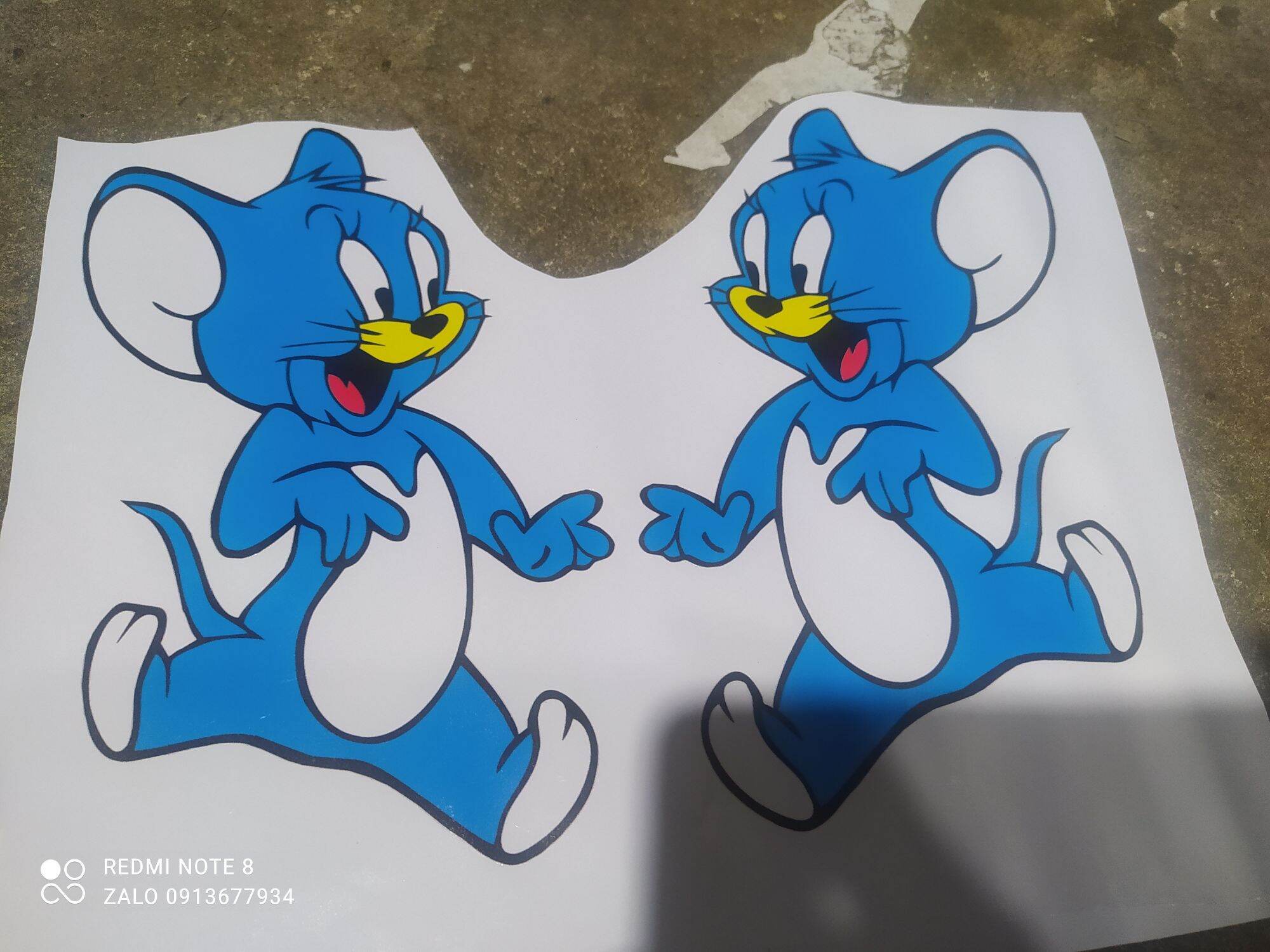 cặp Tem decan chuột dễ thương dán trang trí xe