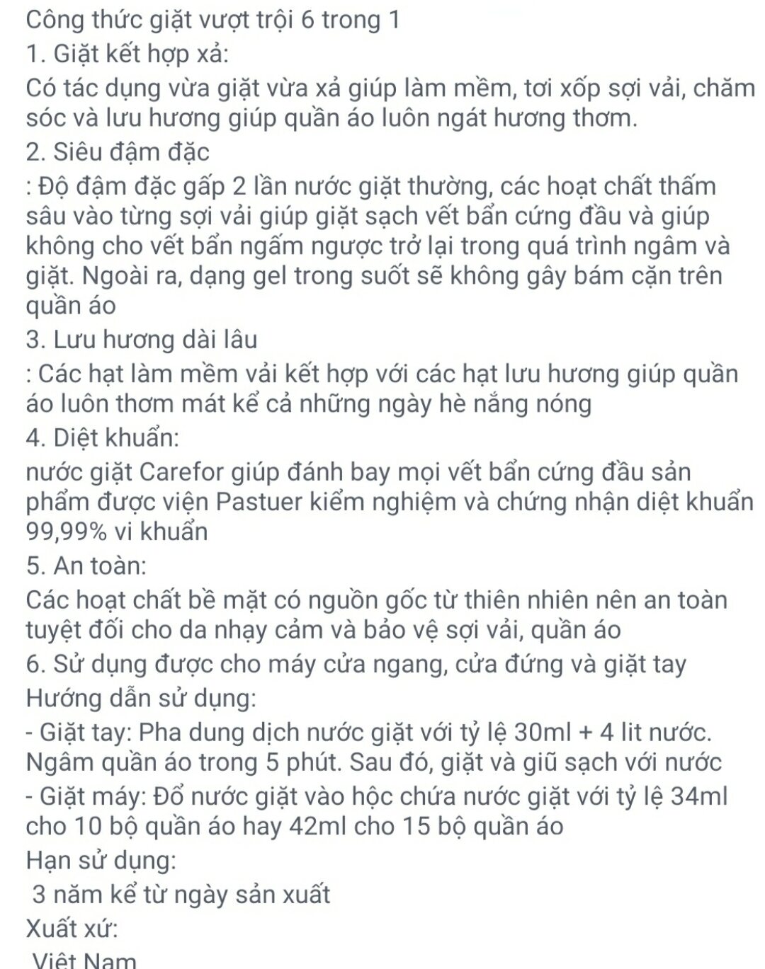 CAREFOR Nước giặt xả đậm đặc Chai 3.5lít