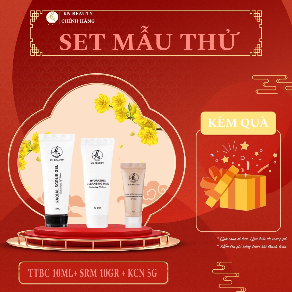 [MẪU DÙNG THỬ] KN BEAUTY _ Bộ 3 Mẫu Thử Gồm : Sữa Rữa Mặt 10ml + Tẩy Tế Bào Chết 10ml + Kem Chống Nắng 5gr