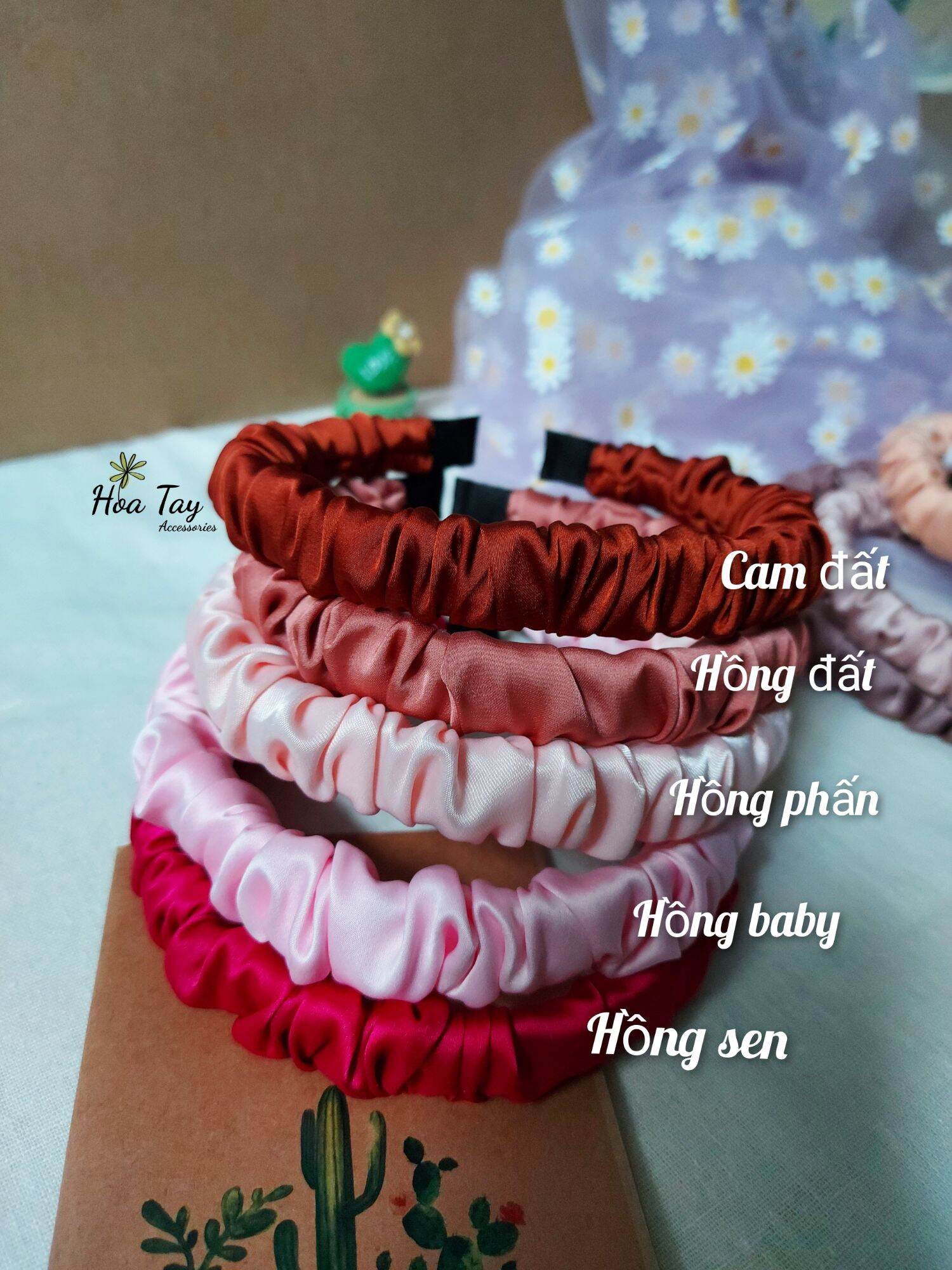 Cài tóc vải lụa nhún bản nhỏ