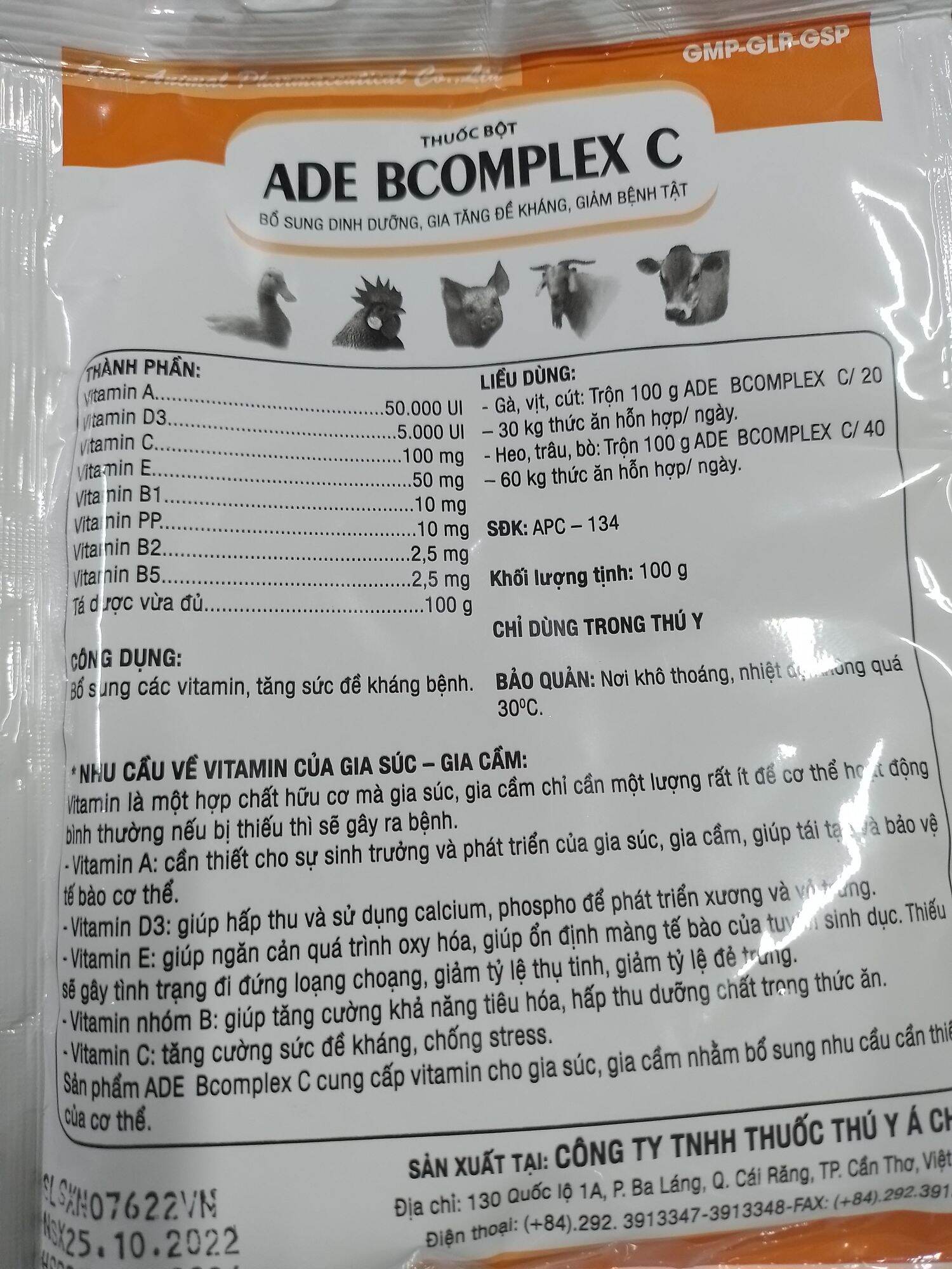 ADE Bcomplex C 100 gram bổ sung dinh dưỡng, gia tăng đề kháng