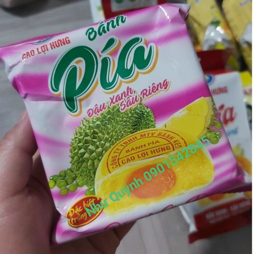(tách lẽ ngon) 1 cái bánh pía đậu xanh sầu riêng đặc biệt trứng xay cao lợi hưng 95G siêu ngon