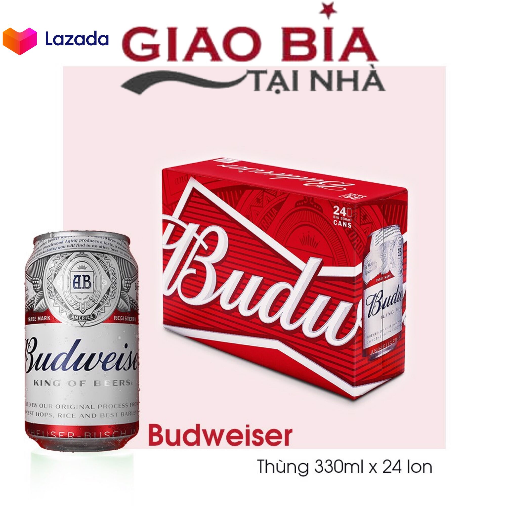 Bia Budweiser Mỹ Thùng 24 Lon 330ml | Chính Hãng ( Date T12-2021)