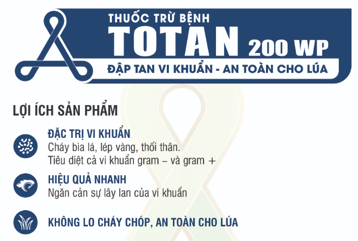 THUỐC TRỪ BỆNH DO VI KHUẨN - TOTAN 200 WP