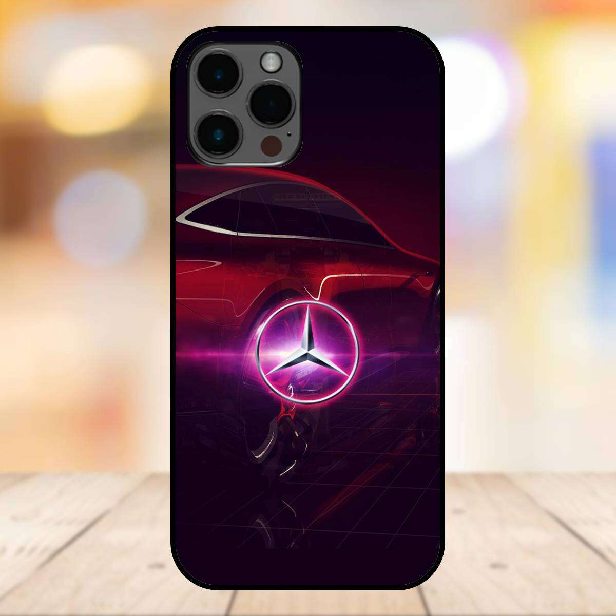 Ốp lưng điện thoại iPhone 12 Pro Max viền đen thương hiệu ô tô Mercedes