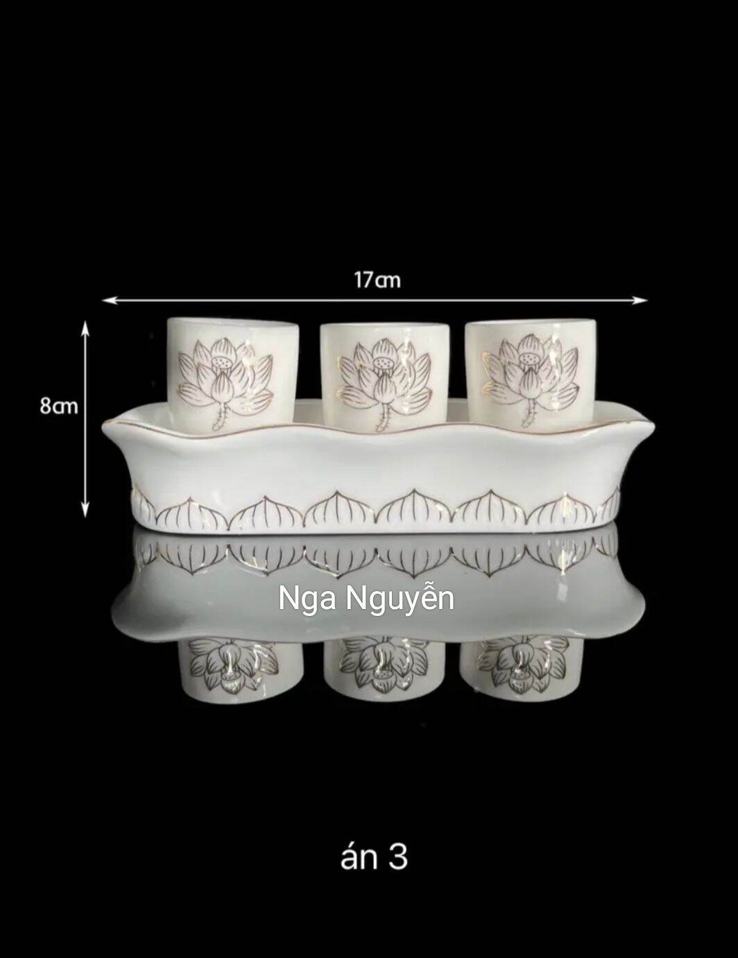 Bộ Thờ Cúng Hoa Sen Bạch Ngọc Sứ Cao Cấp