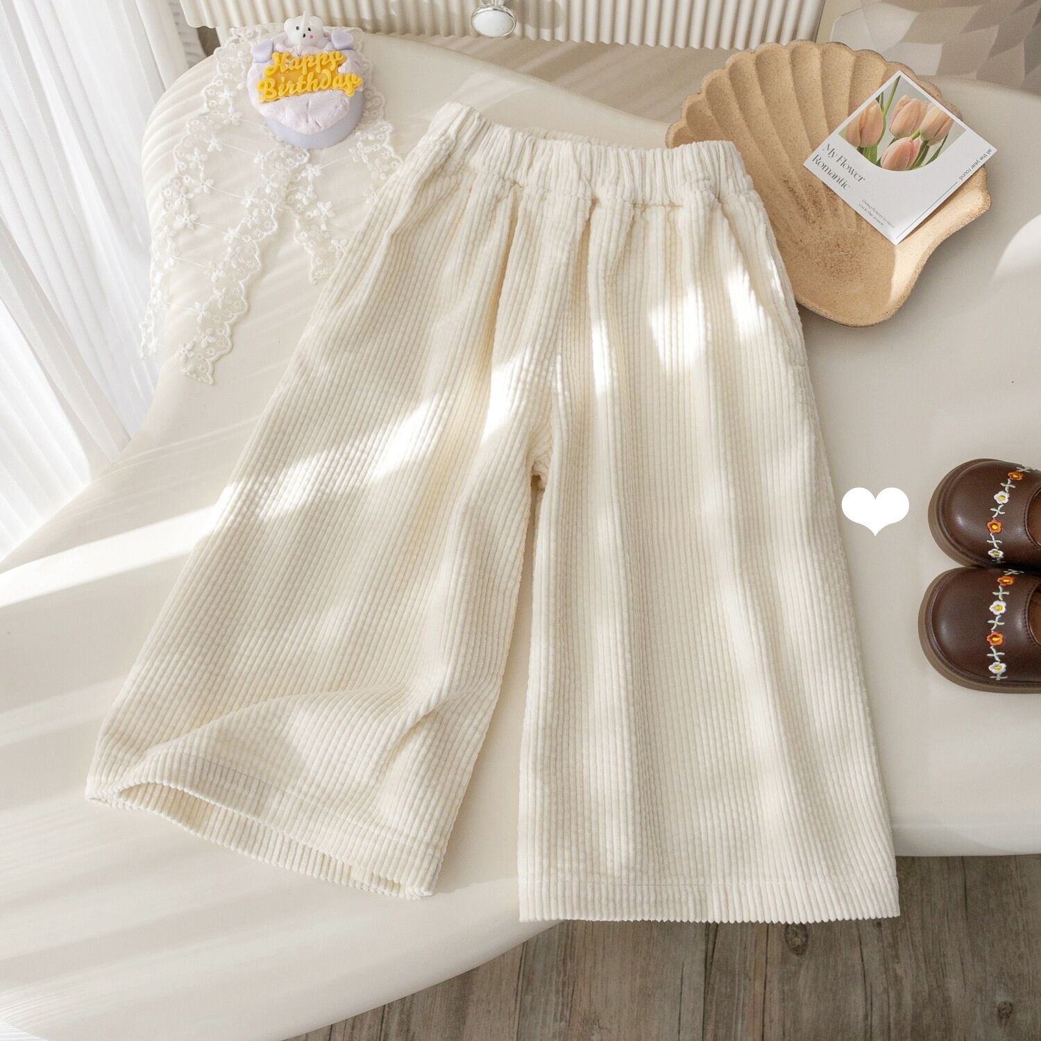Nữ Sinh Dễ Thương Dệt Kim Mở Áo Khoác Cardigan Áo Len Tay Dài Rộng Rãi Thẳng Quần Bộ Hai Mảnh Phong 