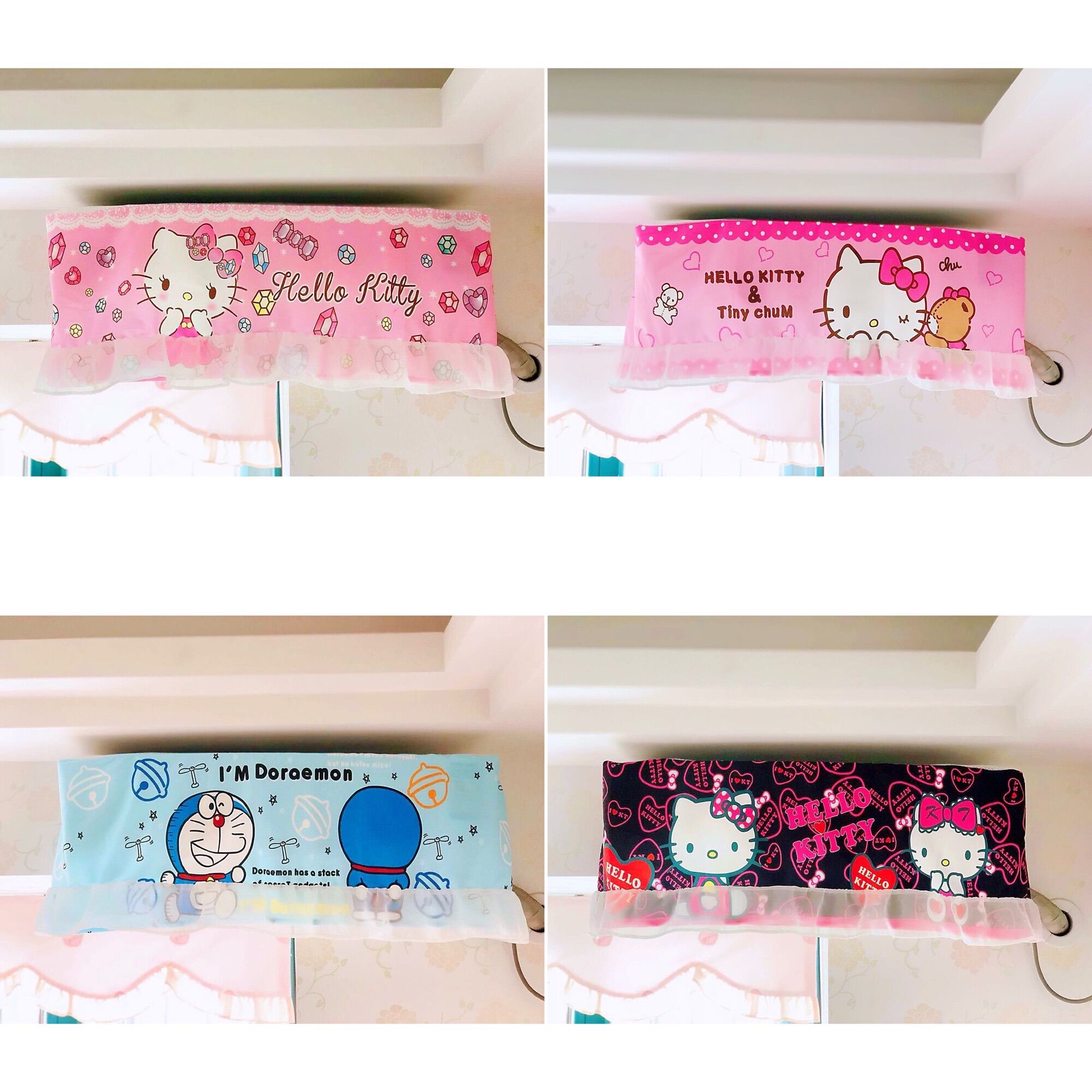 Áo trùm, rèm che máy lạnh chống bụi Hello Kitty - Doremon Doraemon