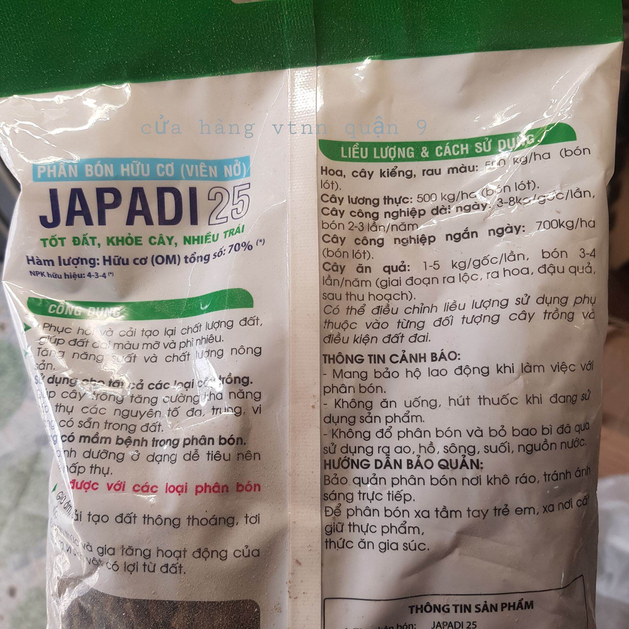 Phân hữu cơ 1ký(Japadi)