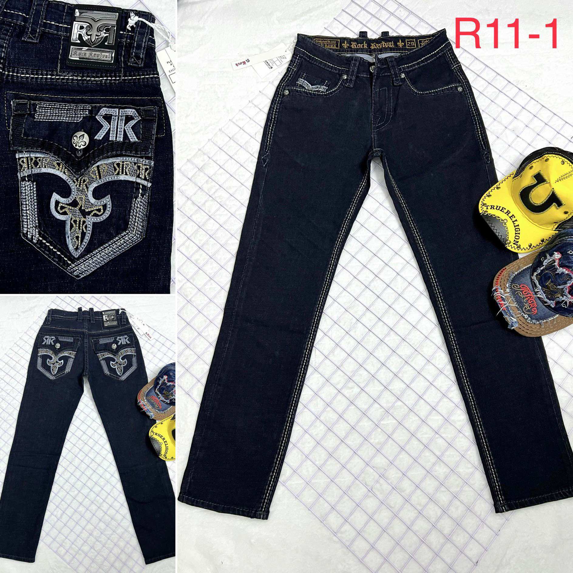Quần jeans nam nắp túi chỉ nổi
