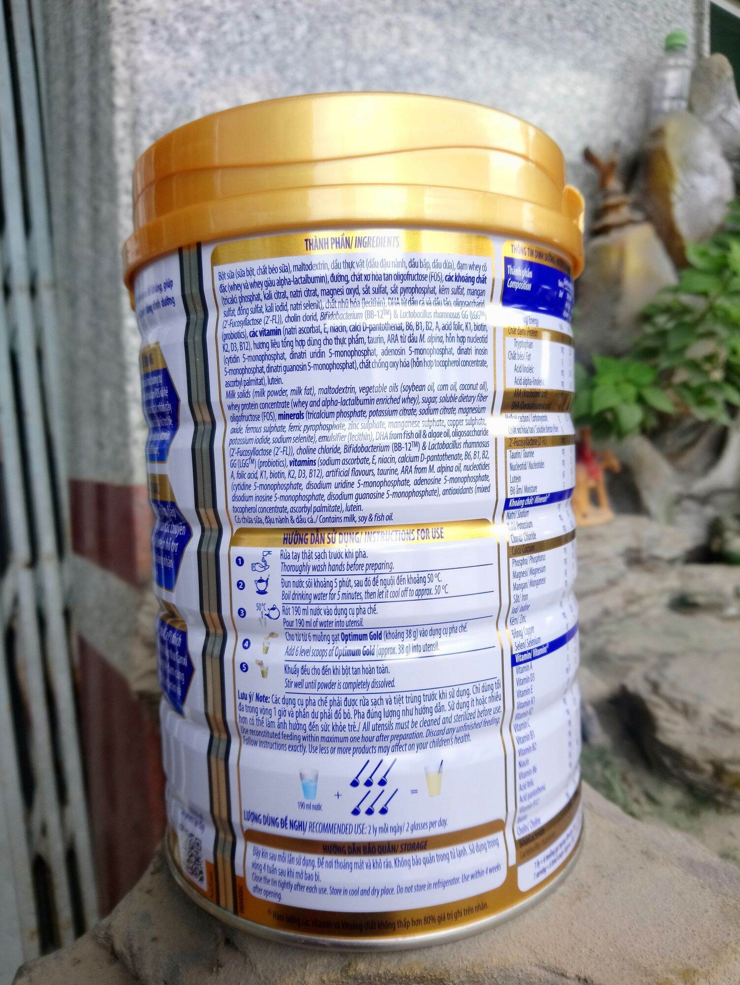 sữa optimum Gold 800g 1 2 3 4