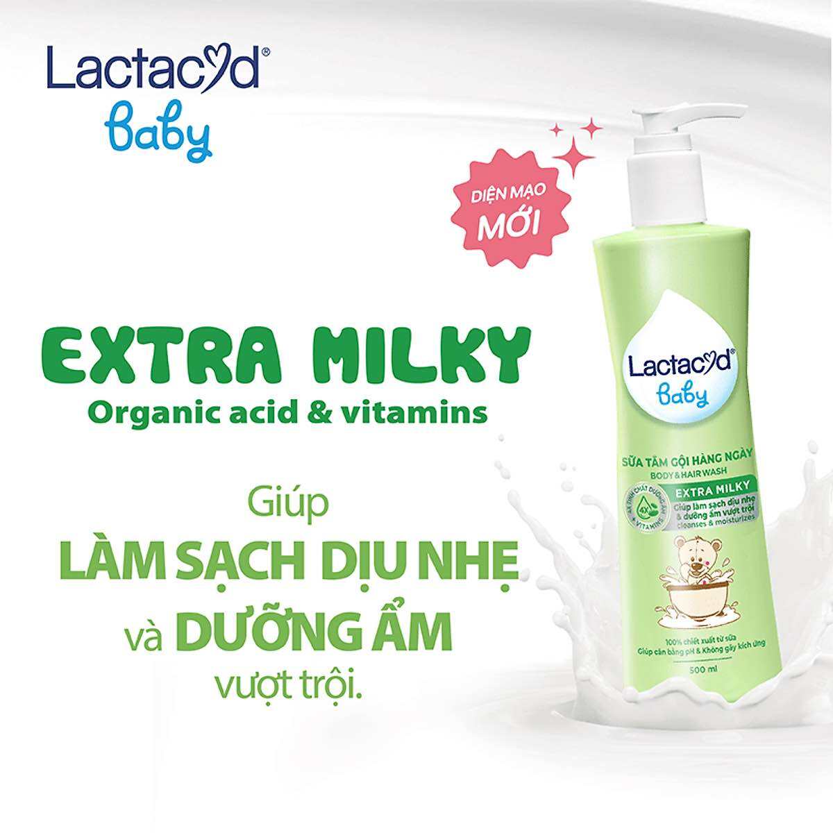 Sữa tắm gội cho bé lactacyd Milky 250ml- 500ml