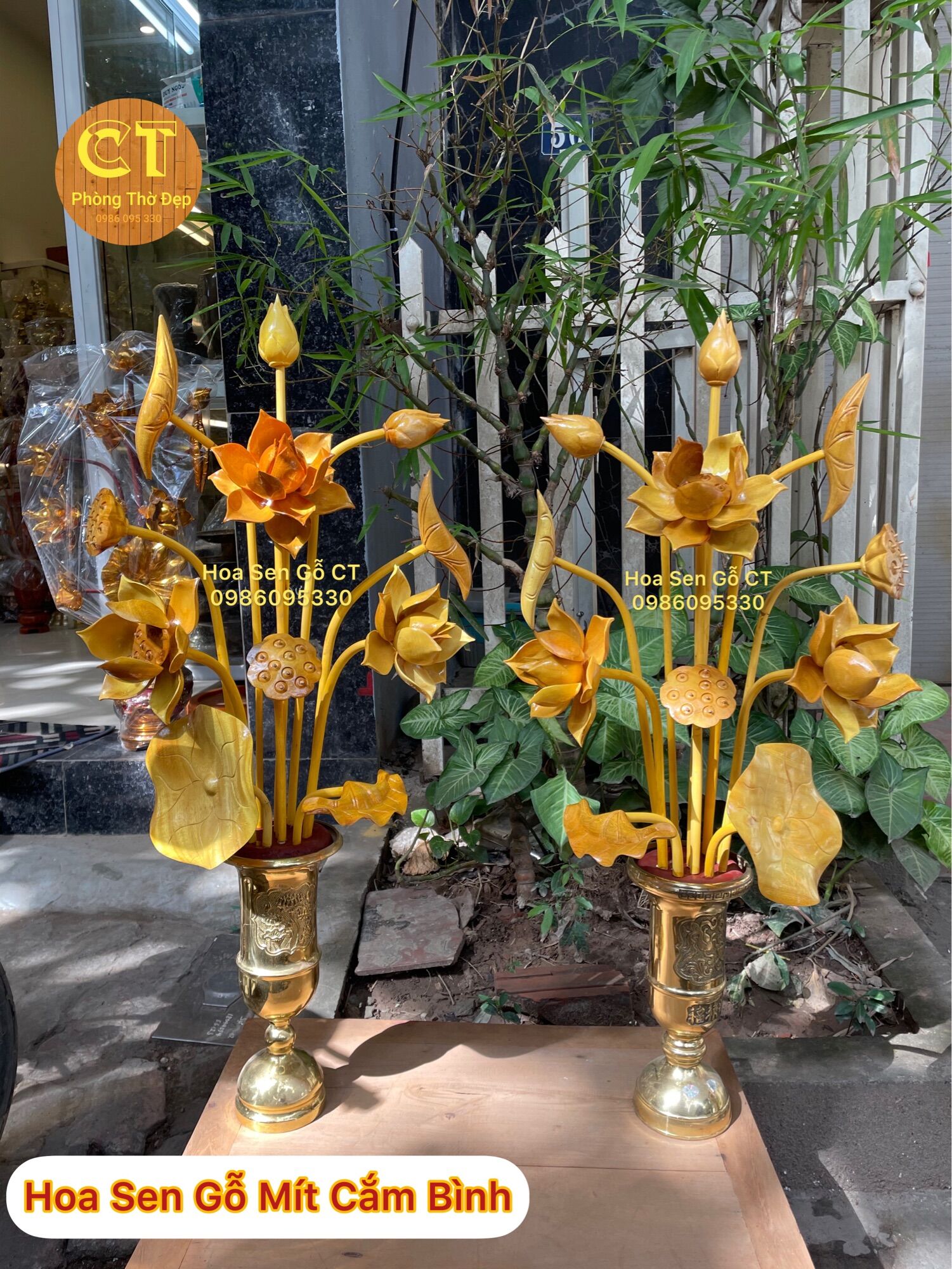 Hoa Sen Gỗ Mít Không Bình