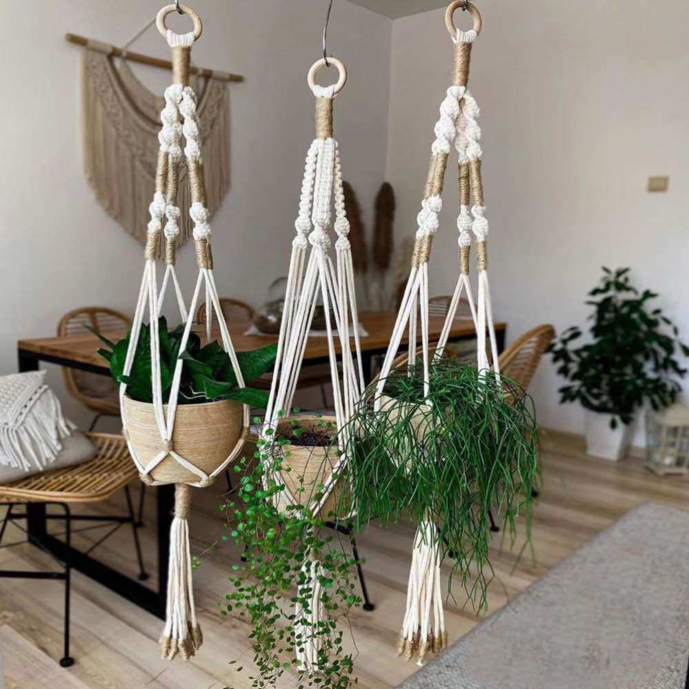 Dây treo cây thắt macrame phối dây cối