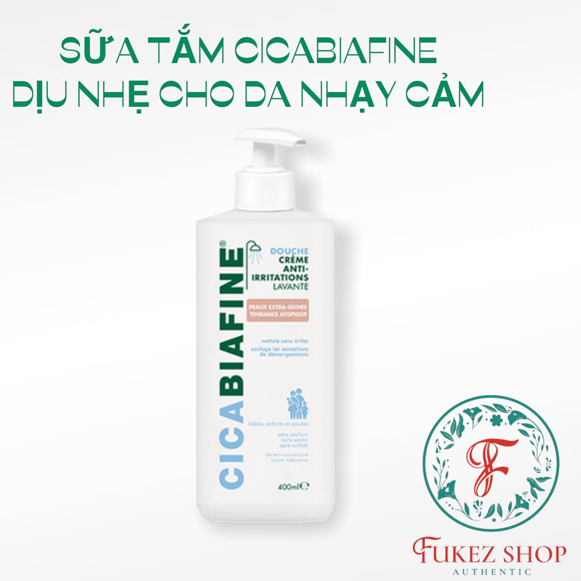 Sữa Tắm Dưỡng Ẩm Giảm Ngứa Da Body Cicabiafine Pháp 400Ml Dành Cho Da Nhạy Cảm - Bill Pháp