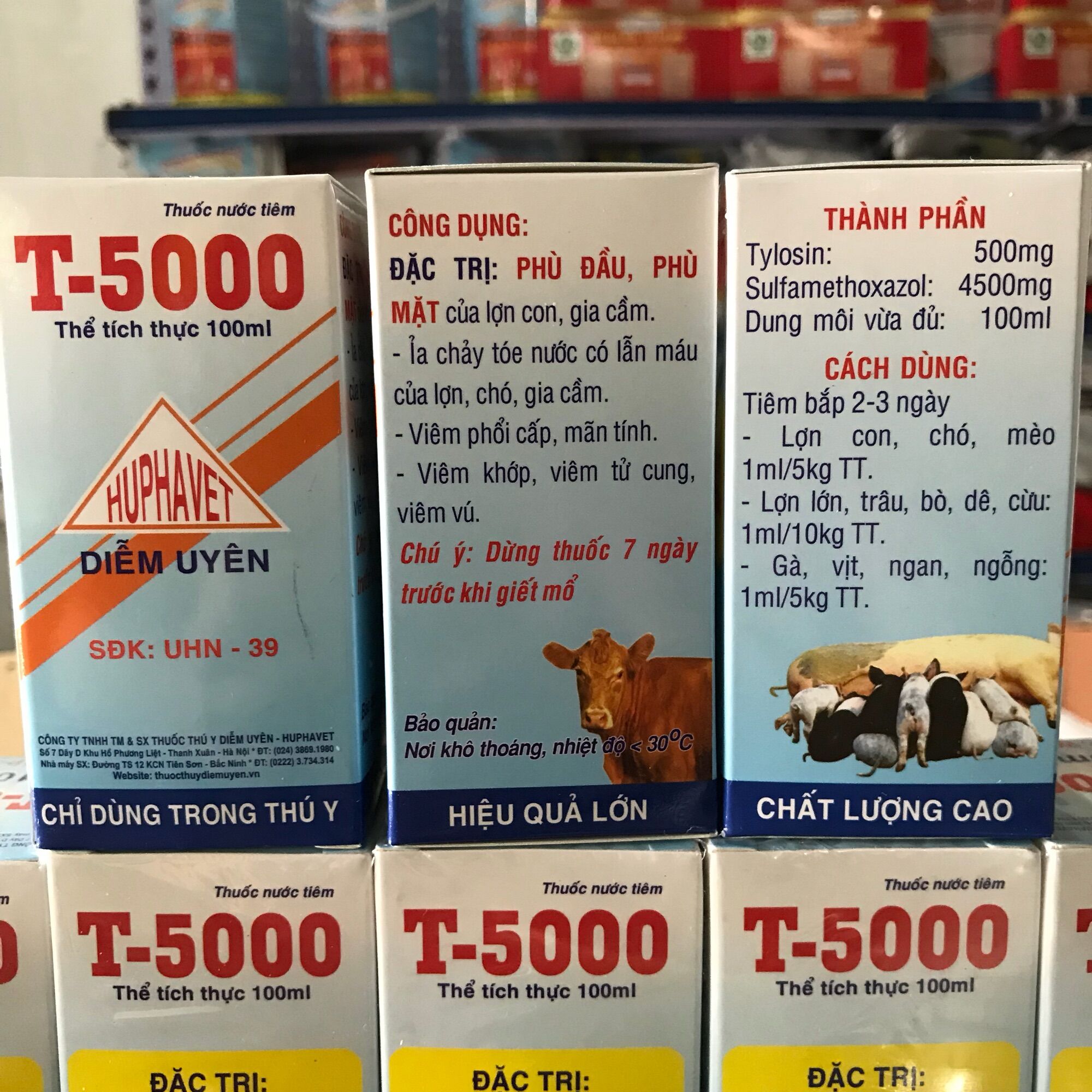 T5000-Tiêu chảy, sưng phù đầu gia súc 100ml
