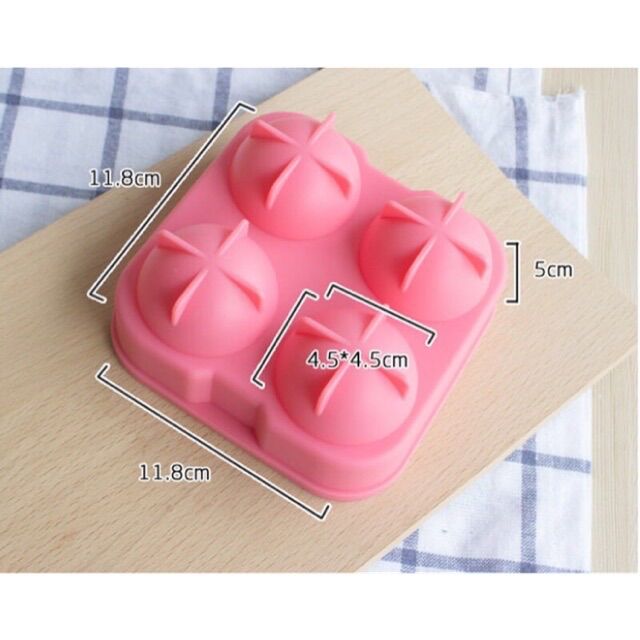 Khuôn silicon 4 ô làm bánh mochi , nước đá tròn