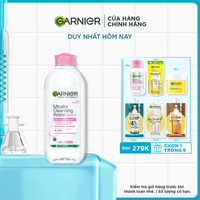 Nước làm sạch và tẩy trang dịu nhẹ sạch sâu dành cho da nhạy cảm Garnier Micellar Cleansing Water 400ml (nắp hồng)