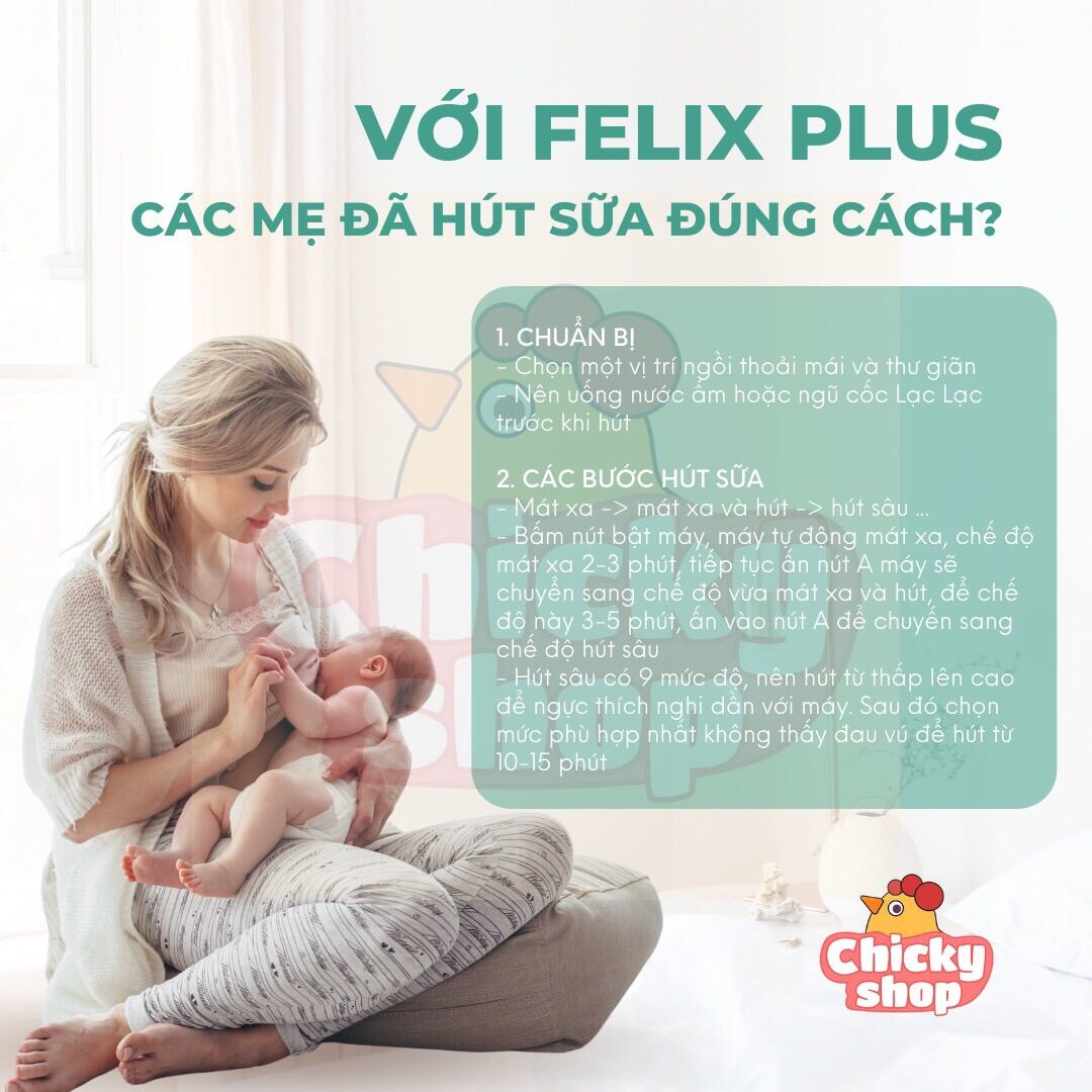 Máy hút sữa điện đôi Felix Plus (phễu silicone mềm, có pin sạc)