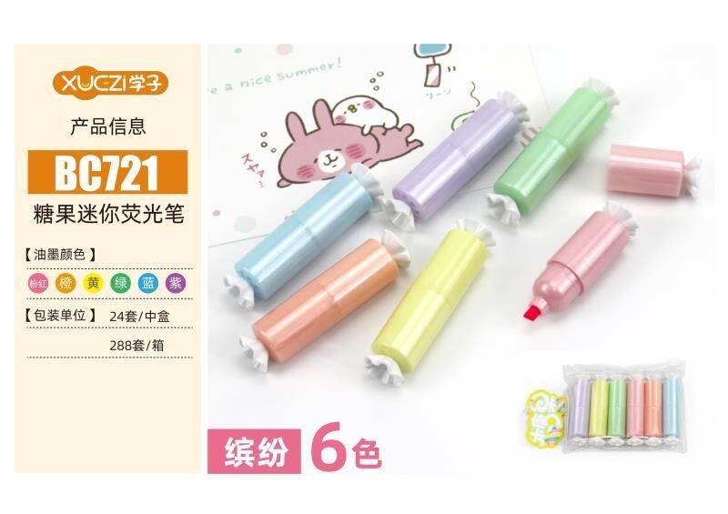 Bút dạ quang kiểu túi 6 cây 6 màu như hình